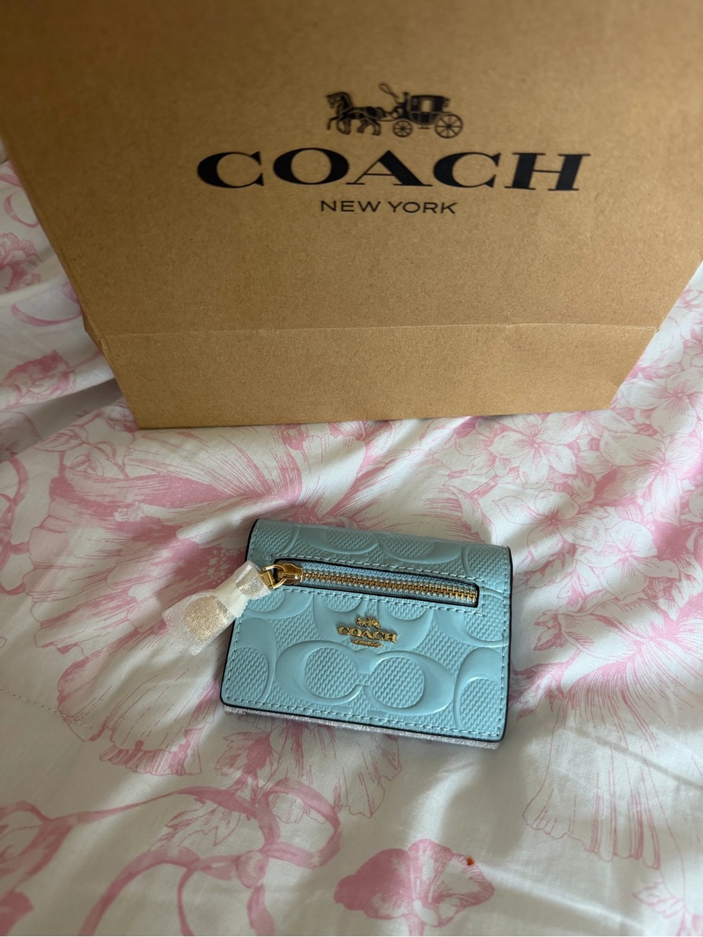 Coach Light Blue Embossed Card Holder